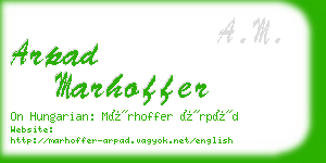 arpad marhoffer business card